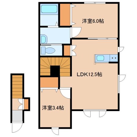 ラフィーネ谷地頭Bの物件間取画像